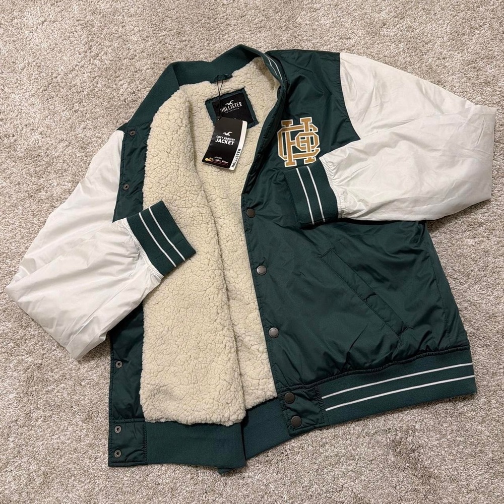 NWT Hollister Varsity Jacket | Green White | Large